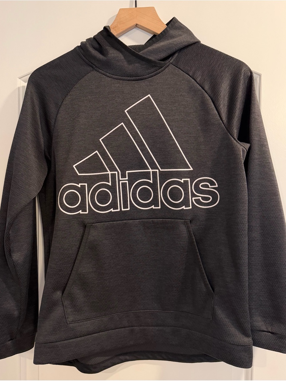 adidas Black Hooded Pullover with White Logo
